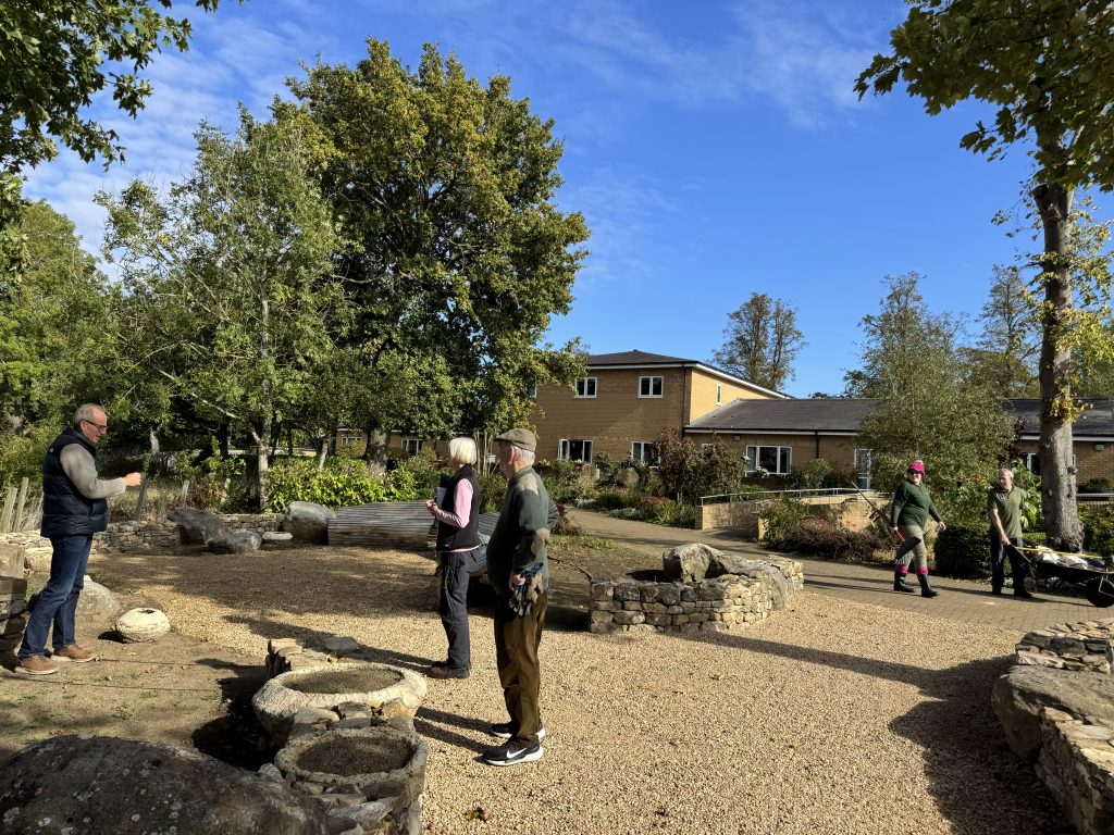 Garden view people talking